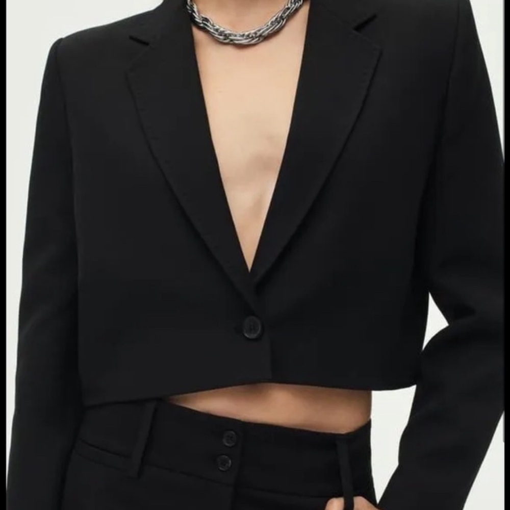 Olivaceous Black Cropped Blazer
